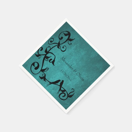 Serviette En Papier Napkins Mariage Lovebirds turquoises (Coin)