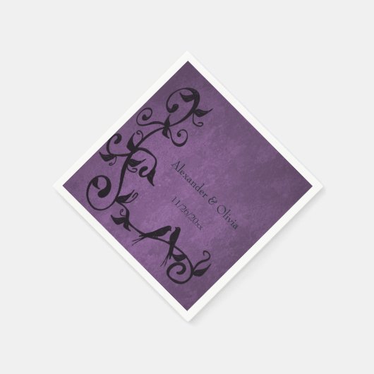Serviette En Papier Napkins Mariage Lovebirds violet (Coin)