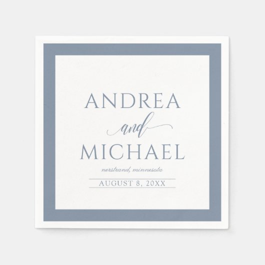 Serviette En Papier Napkins mariage | Luxe Calligraphie (Dusty Blue) (Devant)
