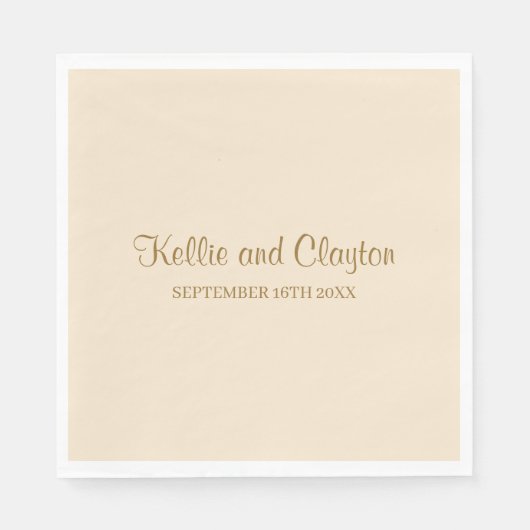 Serviette En Papier Napkins Mariage simple Champagne (Devant)
