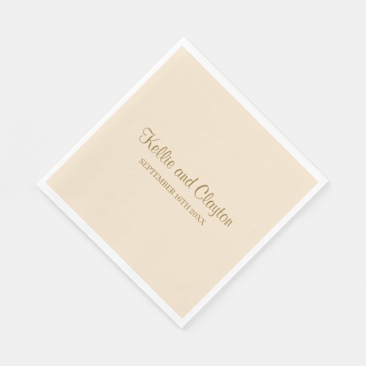 Serviette En Papier Napkins Mariage simple Champagne (Coin)