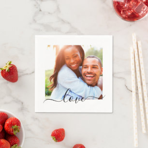 Serviette En Papier Napkins Modèle photo Love Texte Blanc