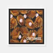 Serviette En Papier Napkins Motif de baseball Mitts (Devant)