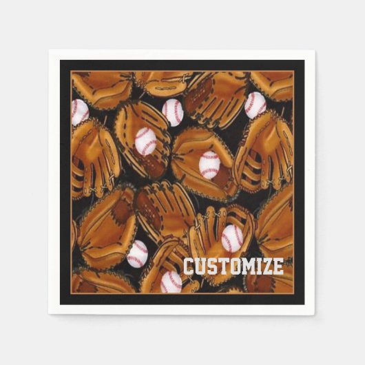 Serviette En Papier Napkins Motif de baseball Mitts (Devant)