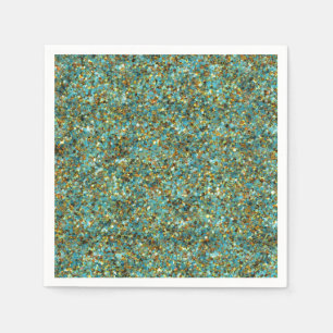 Serviette En Papier NAPKINS Parties scintillant-PAPIER Turquoise-Gold