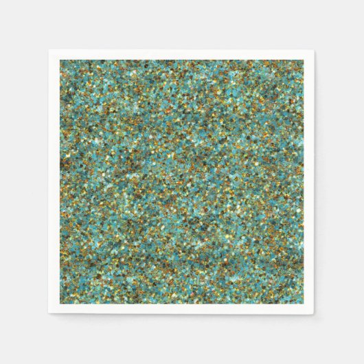 Serviette En Papier NAPKINS Parties scintillant-PAPIER Turquoise-Gold (Devant)