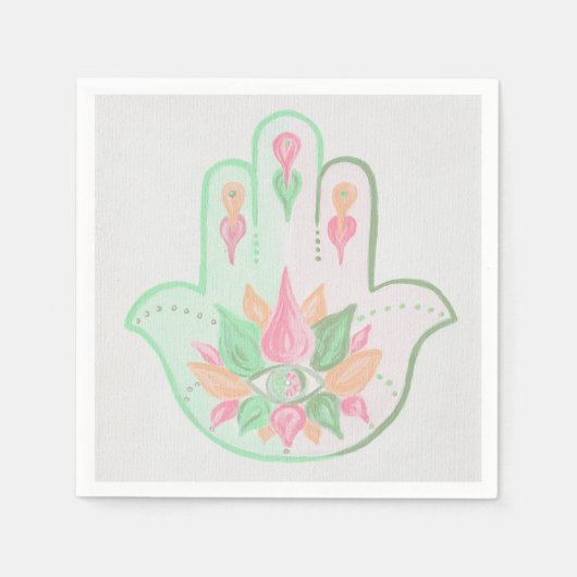Serviette En Papier Napkins Pastel Hamsa (Devant)