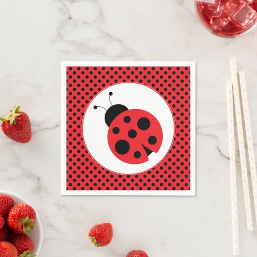 Serviette En Papier Napkins Polkadot Ladybug Party (En situation)