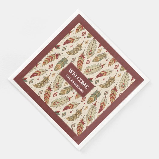 Serviette En Papier Napkins Tribal Autochtone Nom personnalisé Terraco (Coin)