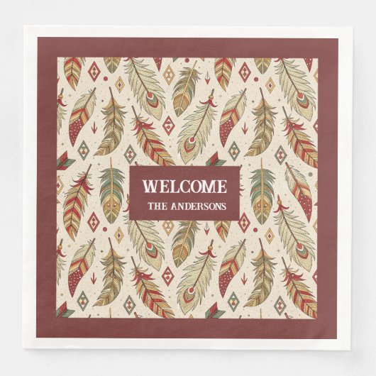 Serviette En Papier Napkins Tribal Autochtone Nom personnalisé Terraco (Devant)