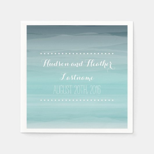 Serviette En Papier Napkins turquoise Ombre Mariage (Devant)