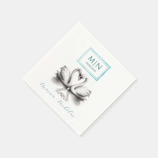 Serviette En Papier Napkins turquoise Swan Lake Mariage | Inséparable (Coin)