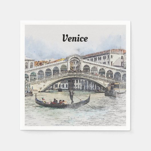 Serviette En Papier Napkins Venice Italie Party (Devant)