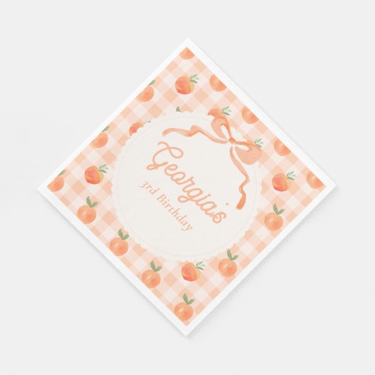 Serviette En Papier Naples à En vichy Peach Party (Coin)