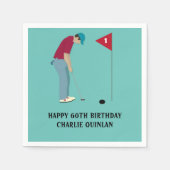 Serviette En Papier Naples à thème Golfer Turquoise bleu (Devant)