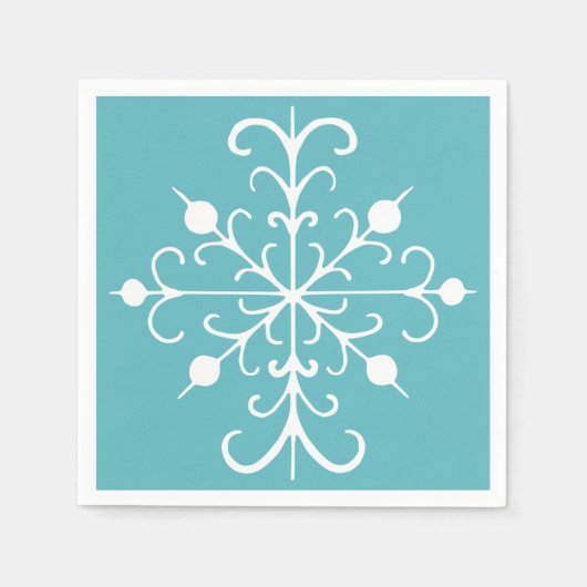 Serviette En Papier Naples Aqua Snowflake (Devant)