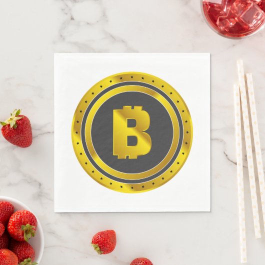 Serviette En Papier Naples Bitcoin d'or (En situation)