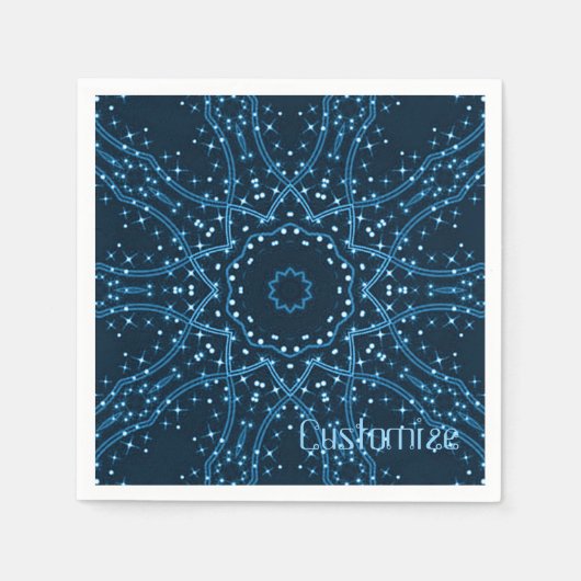 Serviette En Papier Naples Blue Galaxy Stars (Devant)