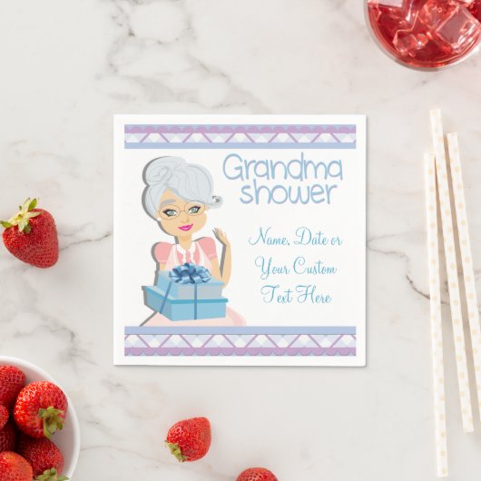 Serviette En Papier Naples Blue Grandma Baby shower Party (En situation)