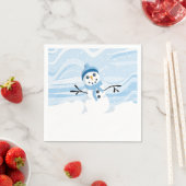 Serviette En Papier Naples Bluesy Snowman (En situation)