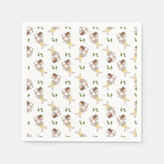 Serviette En Papier Naples Bunnies de Pâques (Devant)