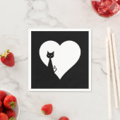 Serviette En Papier Naples Coeur de chat noir (En situation)