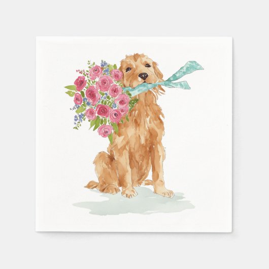 Serviette En Papier Naples Coquette de Golden Retriever (Devant)