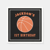 Serviette En Papier Naples d'anniversaire de basket-ball noir (Devant)