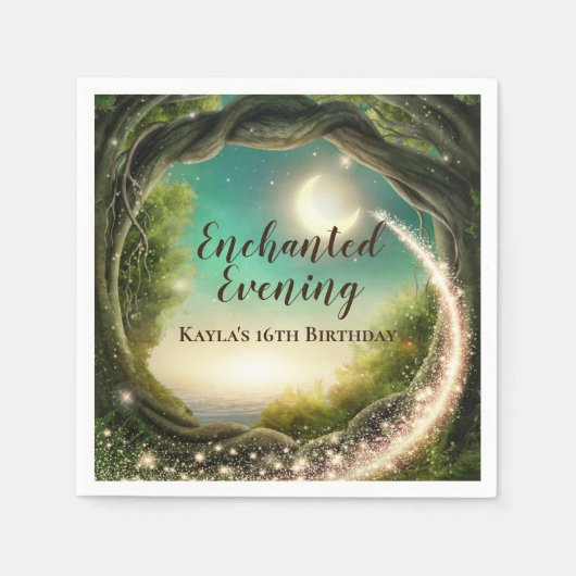 Serviette En Papier Naples d'anniversaire de la forêt enchantée (Devant)