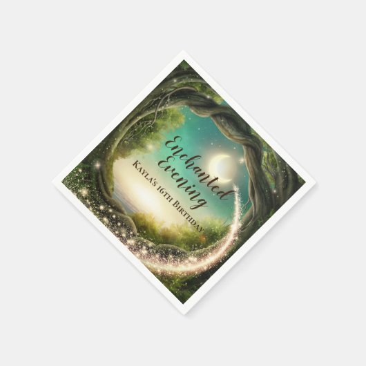 Serviette En Papier Naples d'anniversaire de la forêt enchantée (Coin)