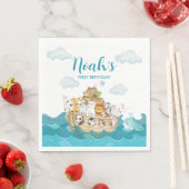 Serviette En Papier Naples d'anniversaire de Noah's Ark (En situation)