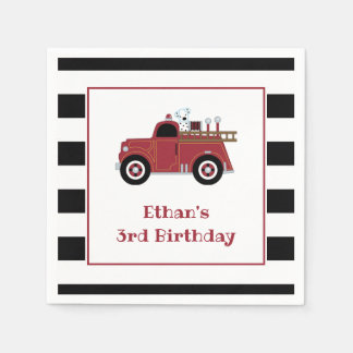 Serviette En Papier Naples d'anniversaire du camion-feu vintage