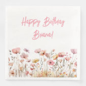 Serviette En Papier Naples d'anniversaire rose simple (Devant)