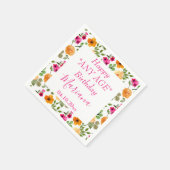 Serviette En Papier Naples d'anniversaire simple rose orange floral (Coin)