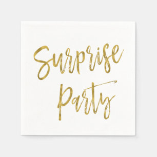 Serviette En Papier Naples d'anniversaire surprise Gold Foil
