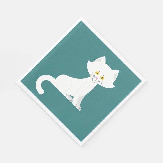 Serviette En Papier Naples de chat blanc (Coin)