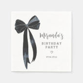 Serviette En Papier Naples de fête d'anniversaire Black Bow (Devant)