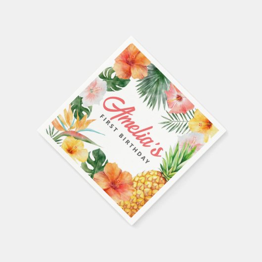 Serviette En Papier Naples de fête d'anniversaire de Hawaii tropical (Coin)
