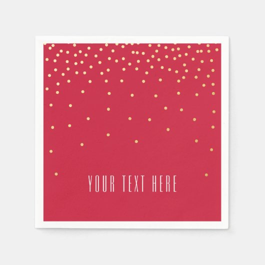 Serviette En Papier Naples de fête de Confetti Dot Red & Gold Foil (Devant)