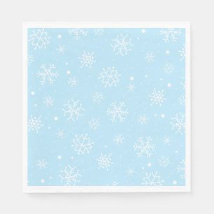 Serviette En Papier Naples de flocons de neige bleu et blanc