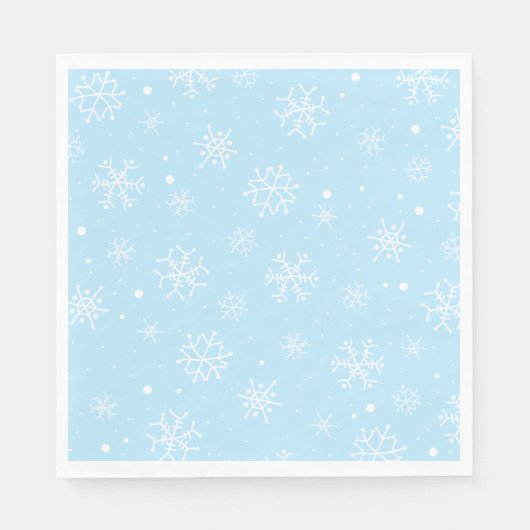 Serviette En Papier Naples de flocons de neige bleu et blanc (Devant)
