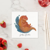 Serviette En Papier Naples de loutres de mer Babyshower (En situation)