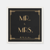 Serviette En Papier Naples de Mariage Art Déco Gatsby Noir (Devant)