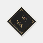 Serviette En Papier Naples de Mariage Art Déco Gatsby Noir (Coin)