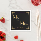 Serviette En Papier Naples de Mariage Art Déco Gatsby Noir (En situation)