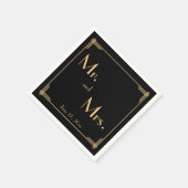 Serviette En Papier Naples de Mariage Art Déco Gatsby Noir (Coin)