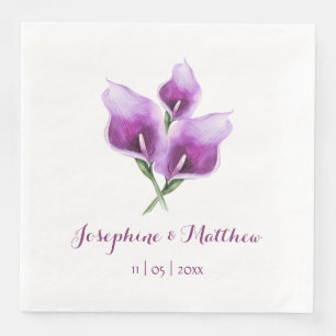 Serviette En Papier Naples de Mariage floral violet Calla Lily