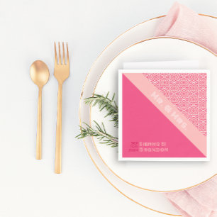 Serviette En Papier Naples de Mariage rouge Rose géométrique