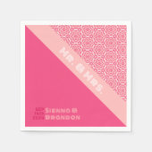 Serviette En Papier Naples de Mariage rouge Rose géométrique (Devant)