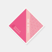 Serviette En Papier Naples de Mariage rouge Rose géométrique (Coin)